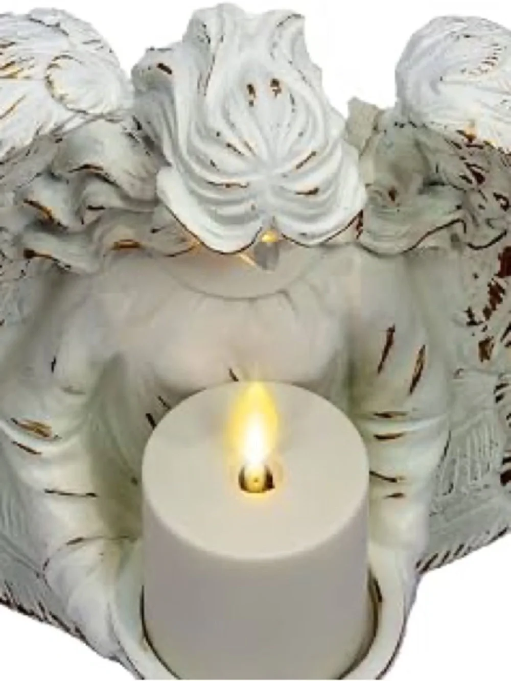 White Distressed Angel Wall Candle Sconce